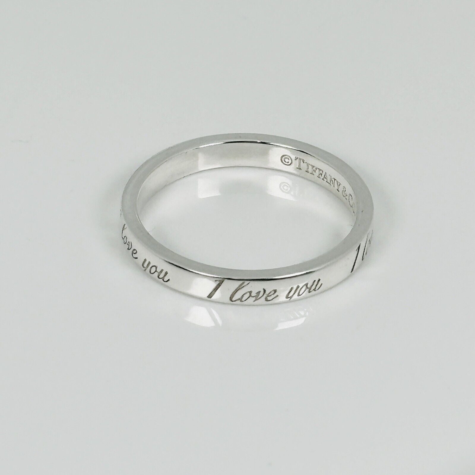 Size 7.5 Tiffany & Co I Love You Narrow Ring in Sterling Silver
