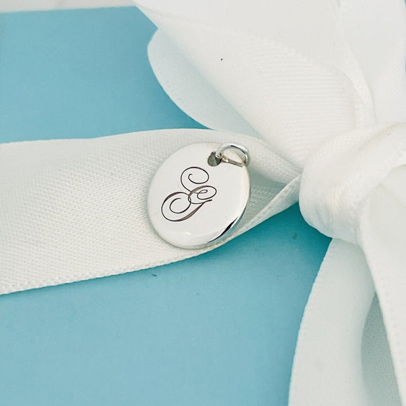 Tiffany &Co. Letter G Notes Alphabet Disc Charm Pendant in Sterling SIlver
