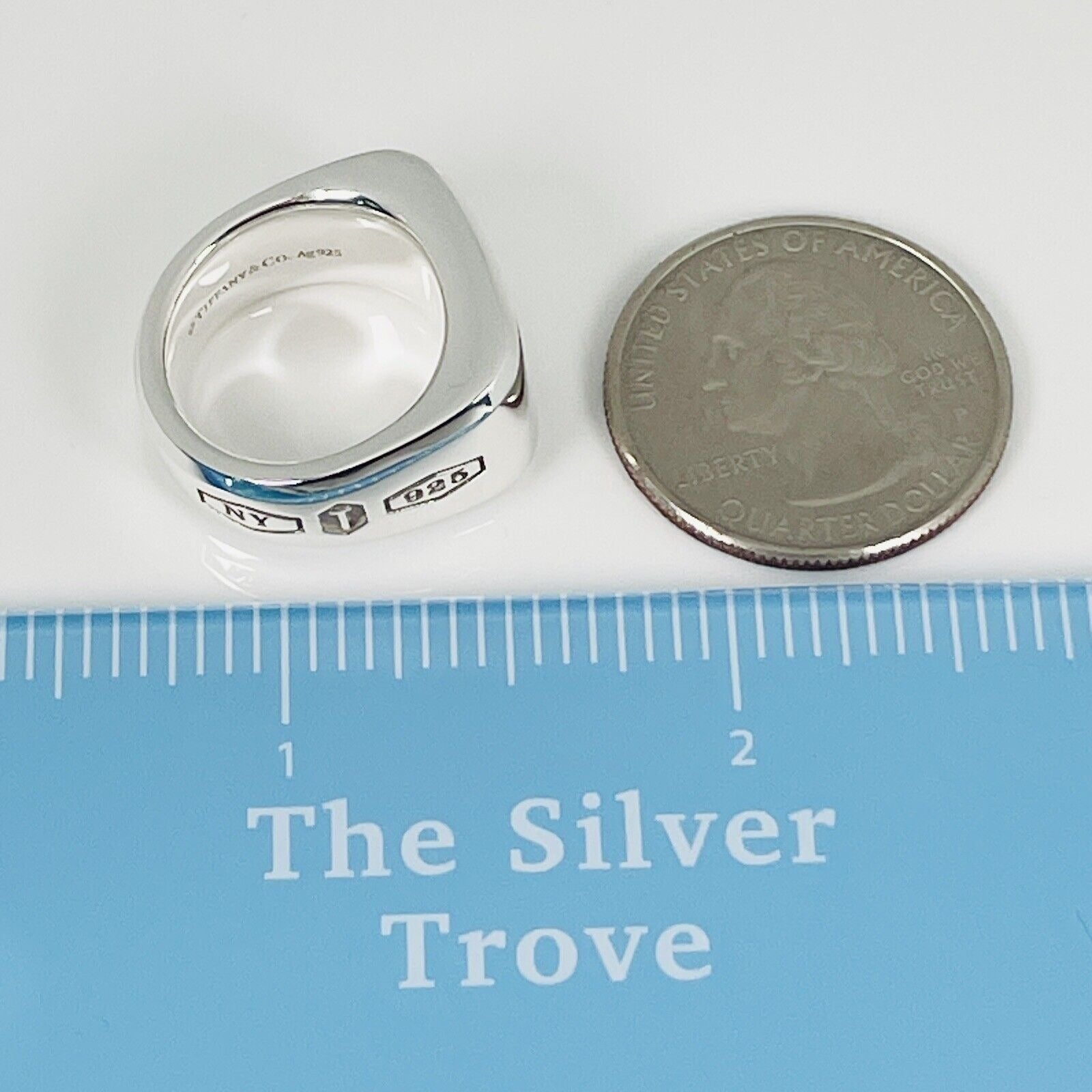 Size 4.5 Tiffany & Co Makers ID Signet Ring in Sterling Silver