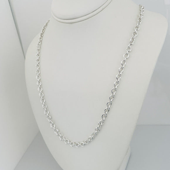 24" Tiffany & Co Large Round Link Rolo Chain Necklace Mens Unisex