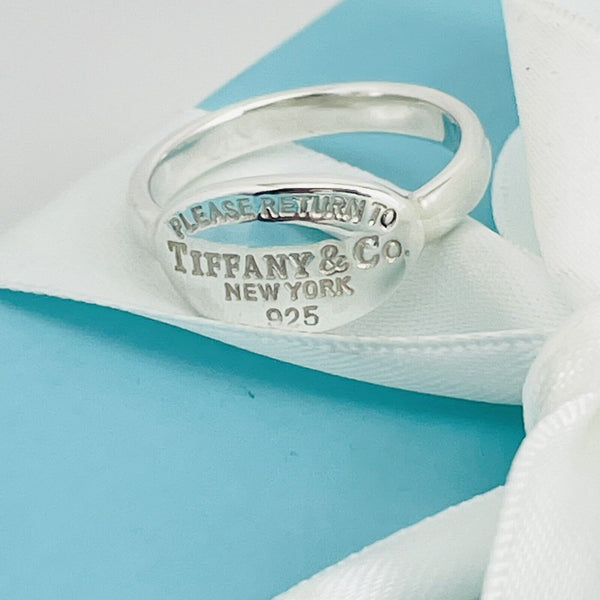 Size 3.5 Please Return to Tiffany Oval Signet Ring in Sterling Silver - 3