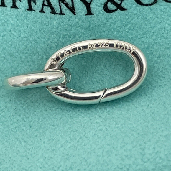 Tiffany Oval Clasping Link Blue Enamel Charm or Bracelet Necklace Extender