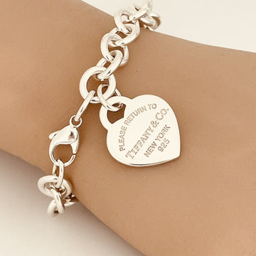 Please Return to Tiffany Heart Tag Charm Bracelet With Tiffany Blue Gift Pouch - 0