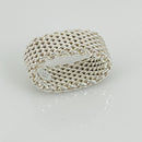 Size 4 Tiffany & Co Somerset Ring Mesh Weave in Sterling Silver-1