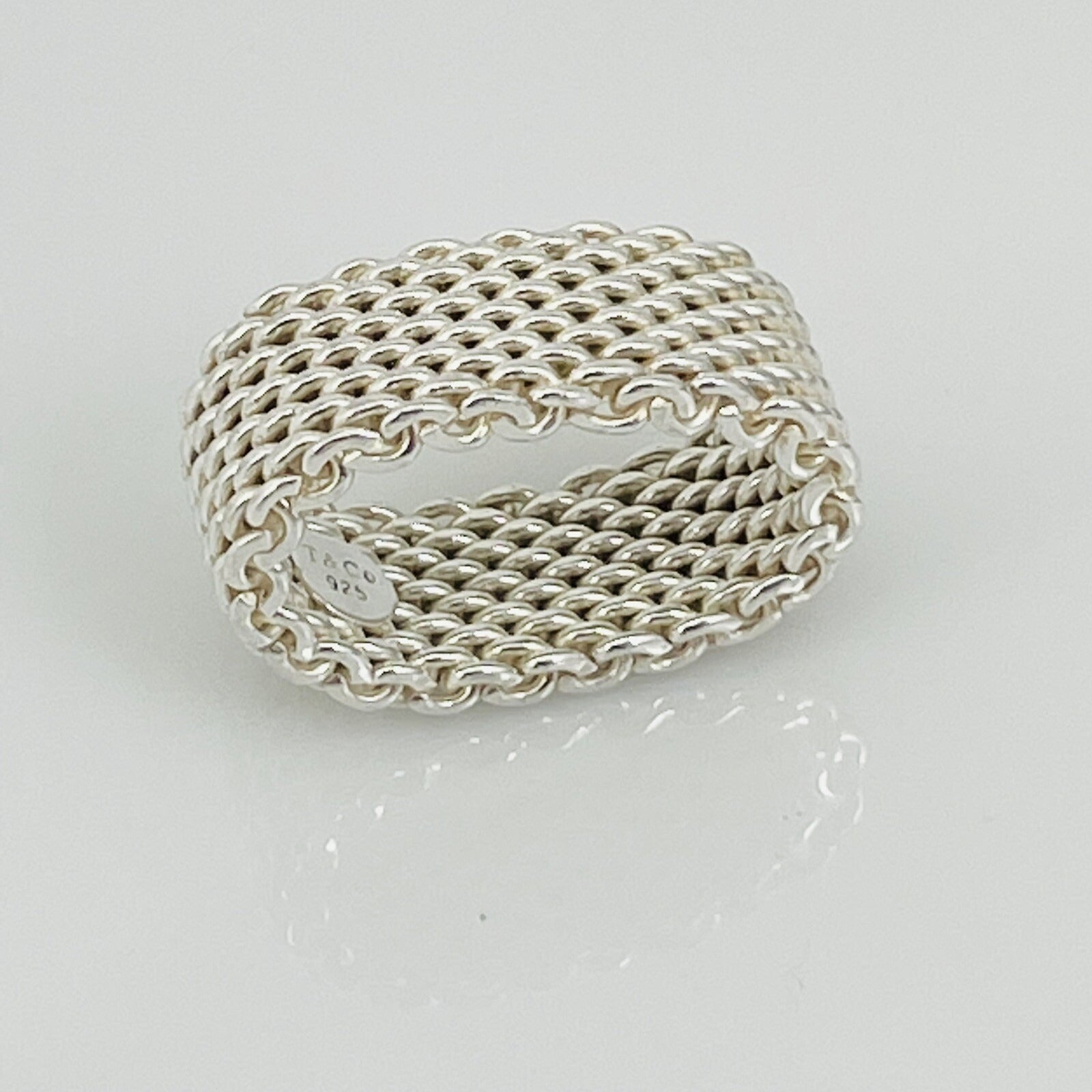 Size 4 Tiffany & Co Somerset Ring Mesh Weave in Sterling Silver