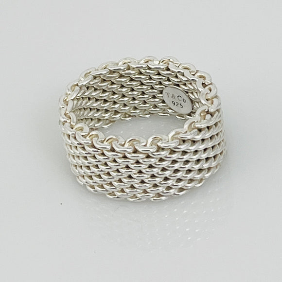 Size 4 Tiffany & Co Somerset Ring Mesh Weave in Sterling Silver