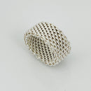 Size 4 Tiffany & Co Somerset Ring Mesh Weave in Sterling Silver-4