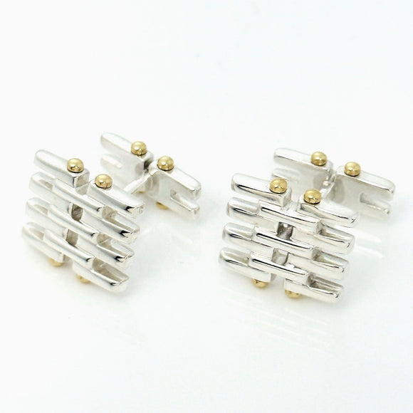 Tiffany Gatelink Cufflinks in 18K Yellow Gold and Sterling Silver