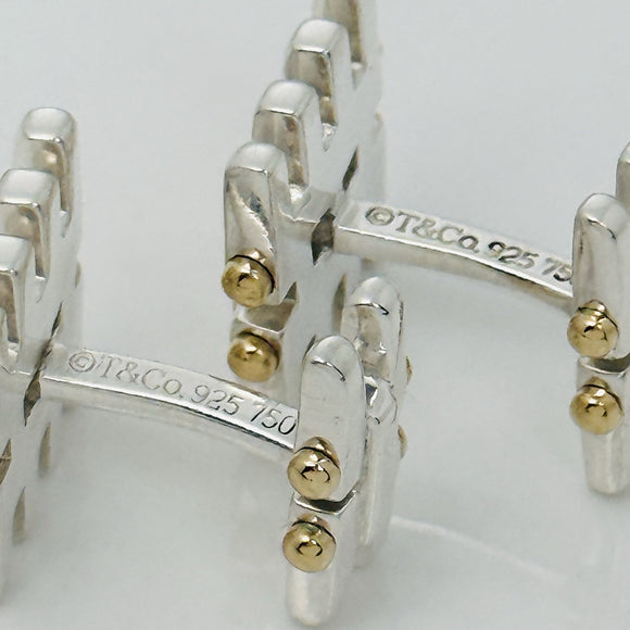 Tiffany Gatelink Cufflinks in 18K Yellow Gold and Sterling Silver