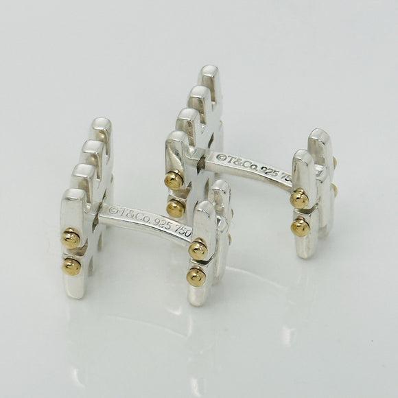 Tiffany Gatelink Cufflinks in 18K Yellow Gold and Sterling Silver