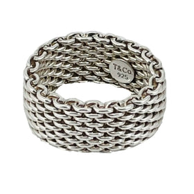AUTHENTIC Size 6 Tiffany Somerset Mesh Weave Ring Flexible in Sterling Silver