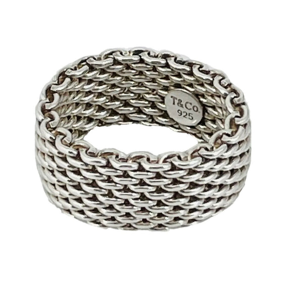 AUTHENTIC Size 6 Tiffany Somerset Mesh Weave Ring Flexible in Sterling Silver