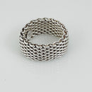 AUTHENTIC Size 6 Tiffany Somerset Mesh Weave Ring Flexible in Sterling Silver-2