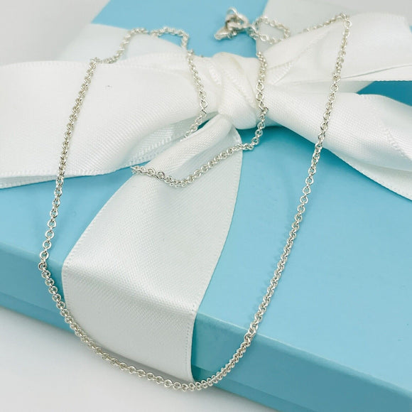 19" Tiffany Chain Necklace with 1.5mm Thick Links in Silver Mens Unisex