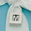 Tiffany Letter M Alphabet Initial Padlock Lock Charm Pendant in Sterling Silver - 1