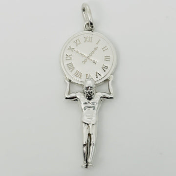 RARE Tiffany & Co Atlas Man Clock Charm or Pendant in Sterling Silver