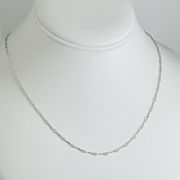 24" Tiffany Bar Round Link Chain Necklace Mens Unisex in Sterling Silver - 3