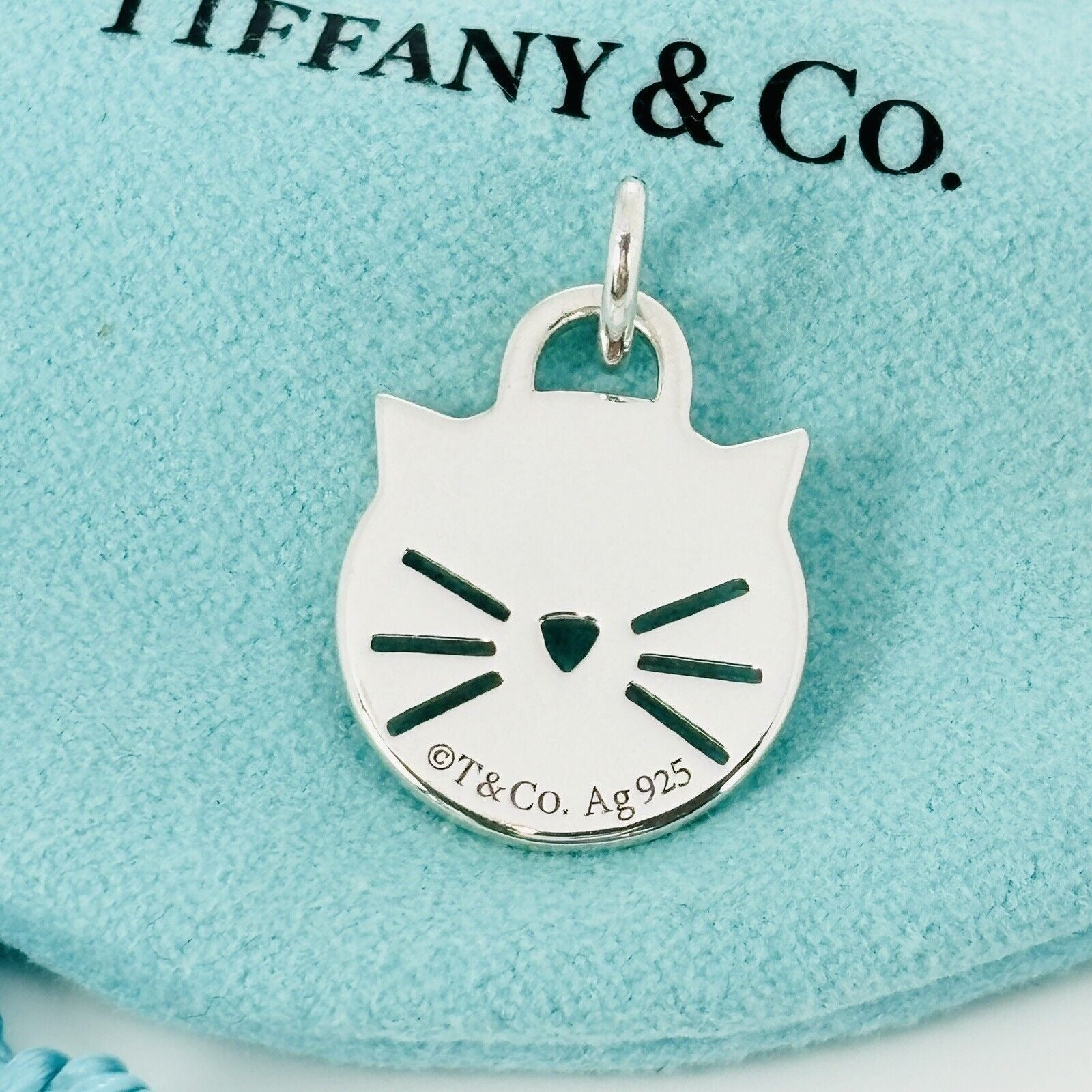 RARE Return to Tiffany Cat Kitten Tag Charm or Pendant in Sterling Silver