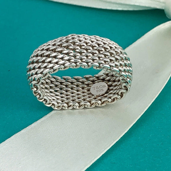 Size 6.5 Tiffany & Co Somerset Mesh Weave Flexible Dome Unisex Mens Ring