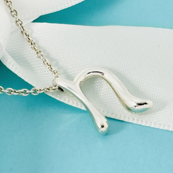 16" Tiffany Letter N Alphabet Initial Pendant 1.5m Chain Necklace Elsa Peretti - 2