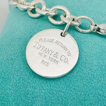 Large 8.5” Please Return to Tiffany Round Circle Tag Charm Bracelet AUTHENTIC