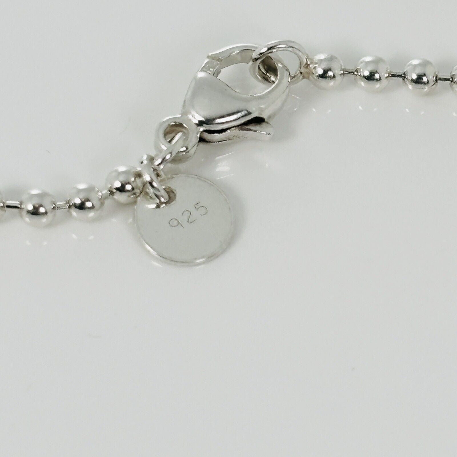 16" Tiffany & Co Bead Necklace Dog Chain with Lobster Clasp 2.3mm Beads Silver