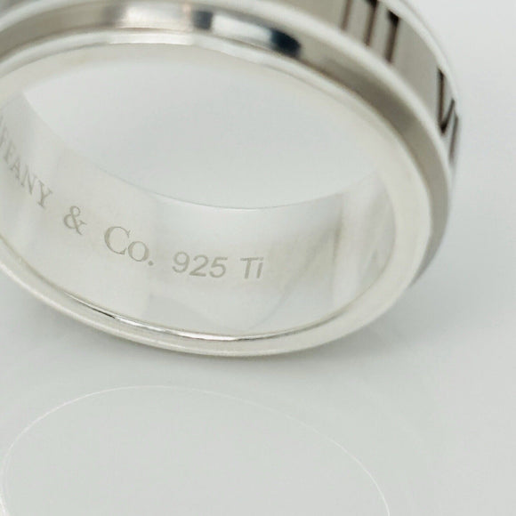 Size 8.5 RARE Tiffany Atlas Ring in Silver and Titanium Mens Unisex