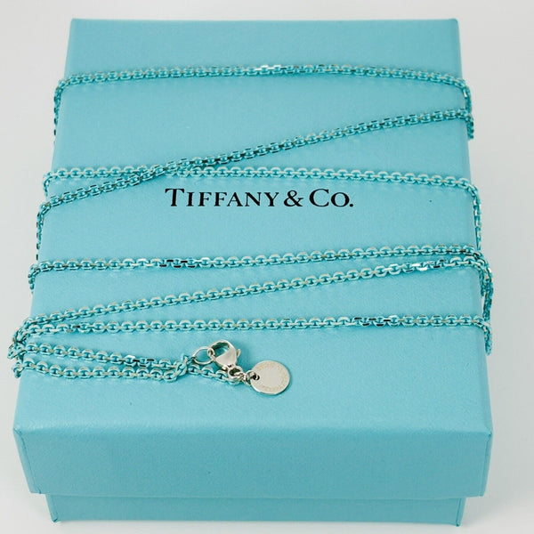 Tiffany & Co Sparkler Blue Coated Silver Enamel Chain Necklace 30" 2.5mm Links - 2