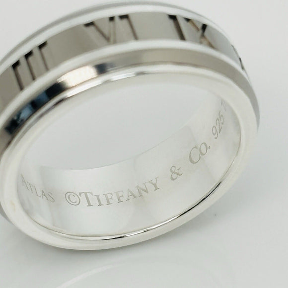 Size 8.5 RARE Tiffany Atlas Ring in Silver and Titanium Mens Unisex