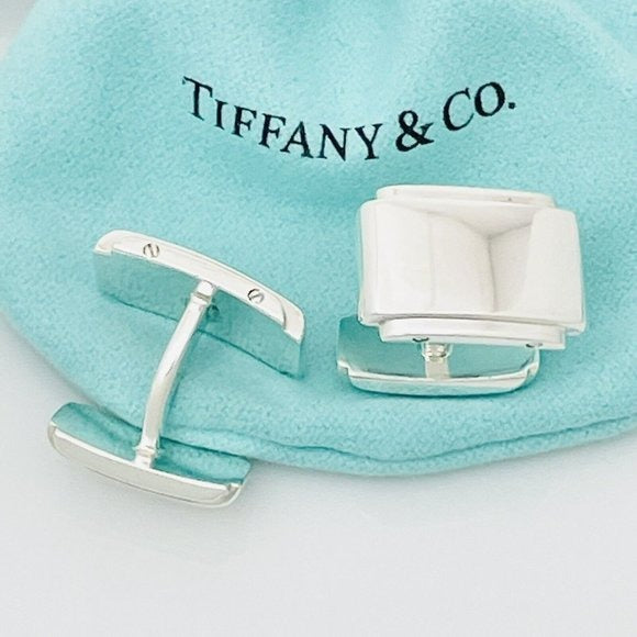 Tiffany Metropolis Cuff Links in Sterling Silver Engravable