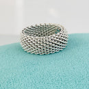 Size 7.5 Tiffany & Co Somerset Mesh Dome Ring Weave Mens Unisex in Silver-1