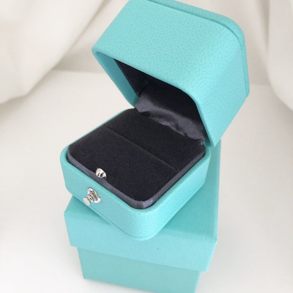 Tiffany & Co Blue Leather Empty Ring Box and Blue Gift Box - 4