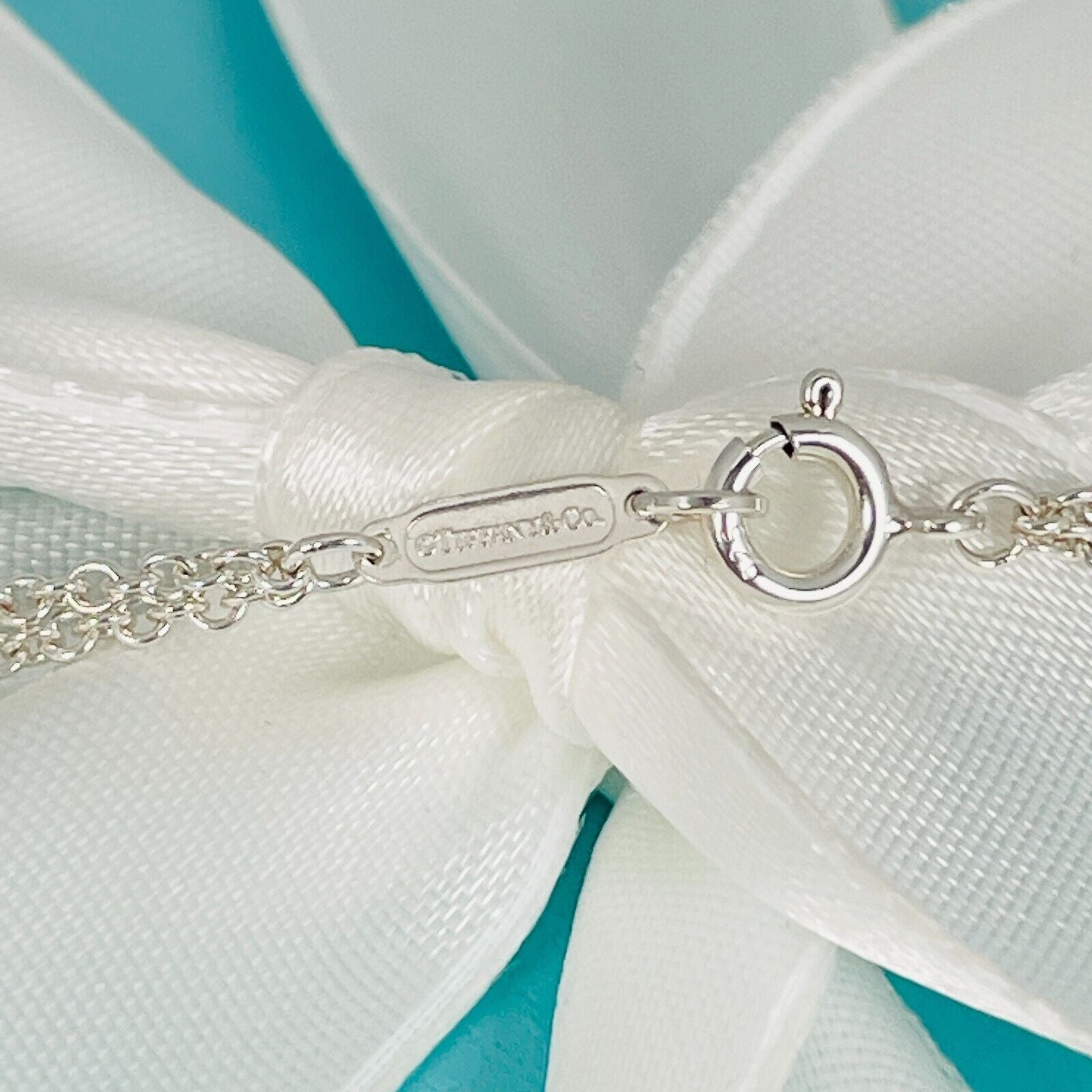 Tiffany & Co Blue Enamel Infinity Pendant Double Chain Necklace