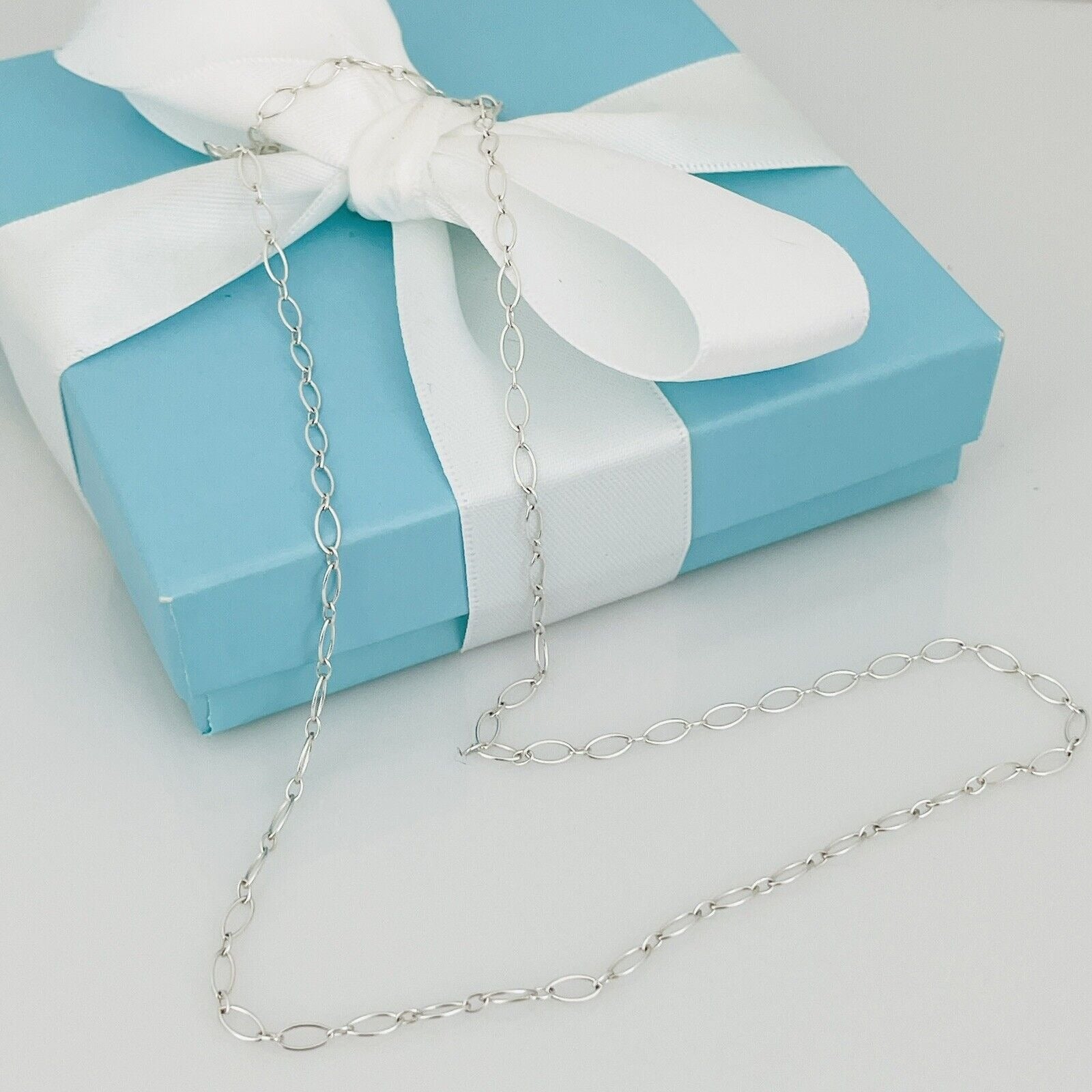 24" RARE Tiffany & Co Oval Link Chain Necklace in Sterling Silver AUTHENTIC