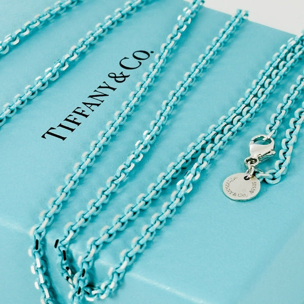 Tiffany & Co Sparkler Blue Coated Silver Enamel Chain Necklace 30" 2.5mm Links - 4