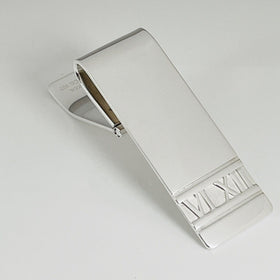 RARE Tiffany & Co Atlas Hinged Money Clip Roman Numerals in Sterling Silver - 0