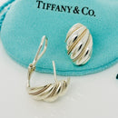 Tiffany Shell Dome Earrings in Sterling Silver and Yellow Gold Twist Omega Back-1