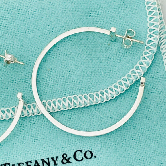 Tiffany T Wire Smile Large Hoop Earrings in Sterling Silver