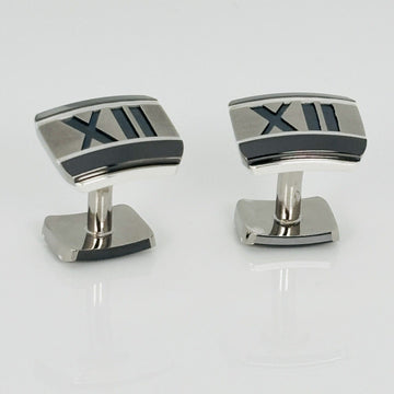 Tiffany Atlas Cufflinks in Titanium and Sterling Silver Roman Numerals XII 12 - 0