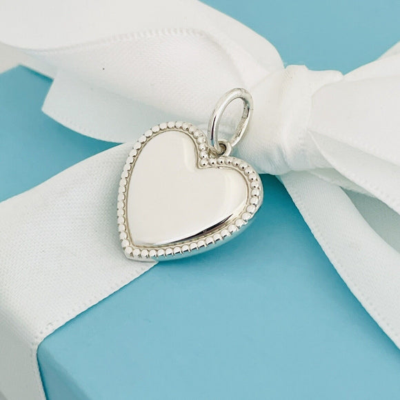 Tiffany & Co Heart Pendant Beaded Edge Milgrain Engravable Pendant or Charm