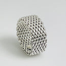 Size 7.5 Tiffany Somerset Mesh Basket Weave Ring in Sterling Silver Unisex-4