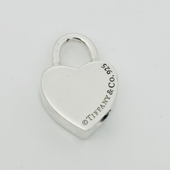 Tiffany & Co Blank Engravable Heart Padlock Charm Pendant in Sterling Silver