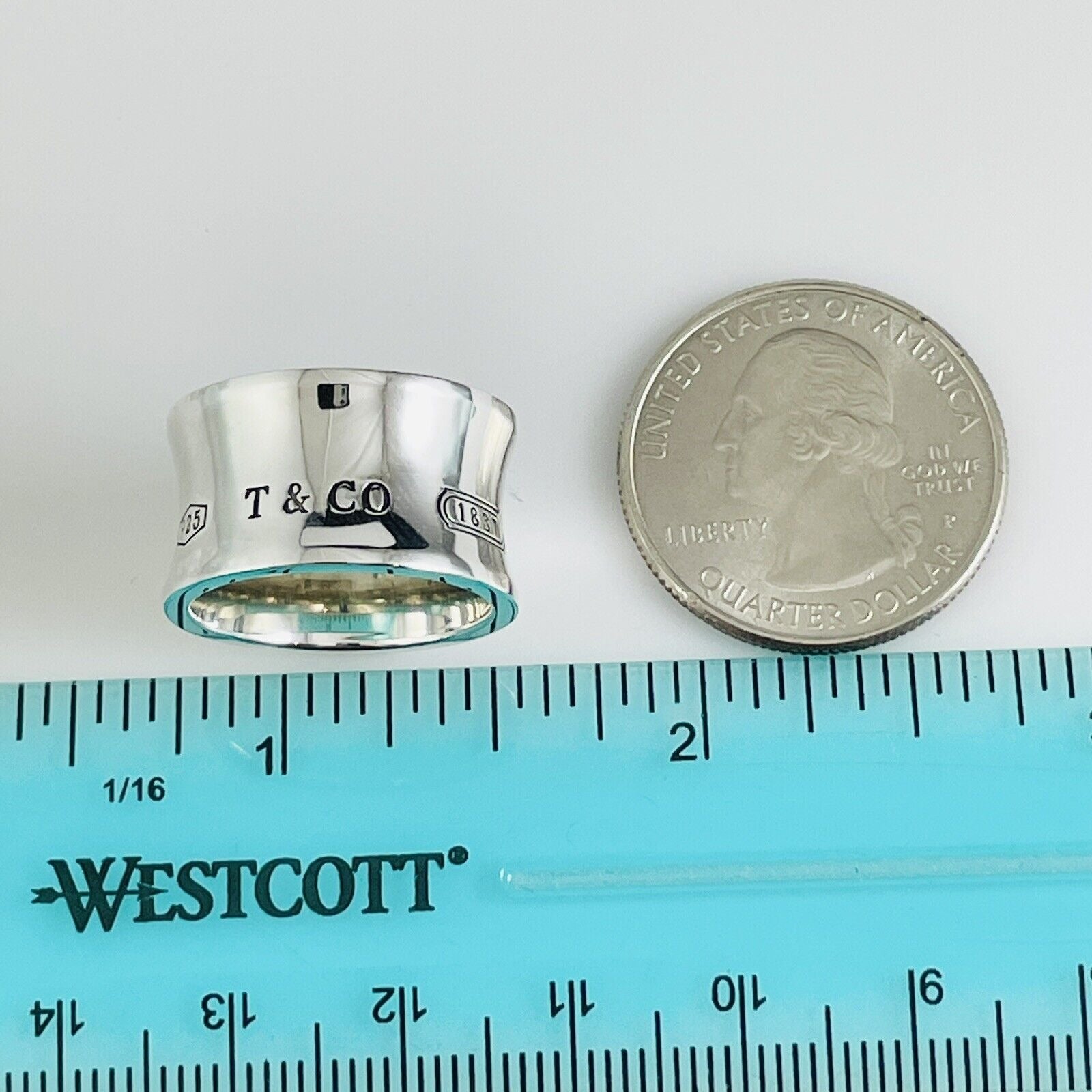 Size 5.5 Tiffany & Co 1837 Wide Ring in Sterling Silver Concave Band AUTHENTIC