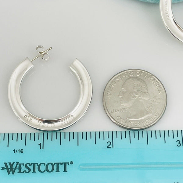 1 Single Tiffany & Co Silver Large Flat T&CO 1837 Replacement Hoop Earring - 2