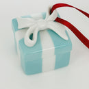 Tiffany Blue Gift Box and Bow Christmas Holiday Ornament Bone China Porcelain-6