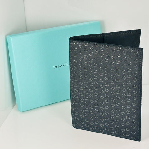 Tiffany & Co Open Hearts Bifold Wallet in Black Leather by Elsa Peretti