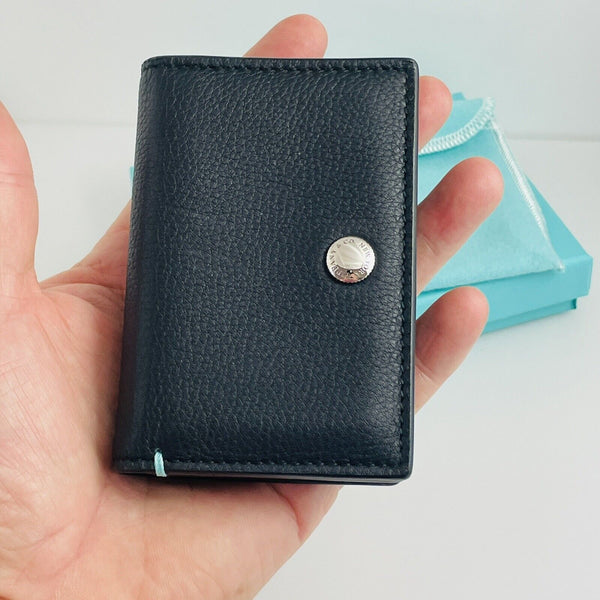 Tiffany & Co Mens Unisex Bifold Wallet in Black Italian Leather - 2