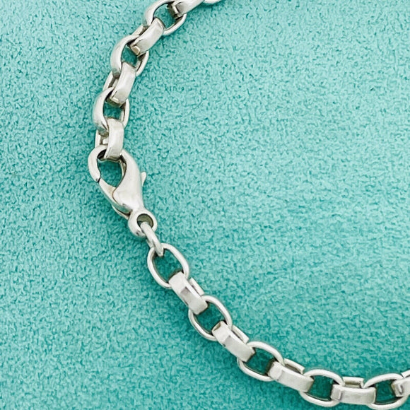 7" Tiffany & Co Sterling Silver Large Oval Rolo Round Link Chain Bracelet