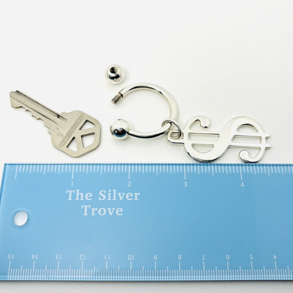 RARE Tiffany & Co Dollar Sign Key Ring Chain in Sterling Silver Currency Code