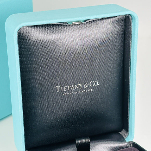 Tiffany & Co Necklace Storage Presentation Box in Blue Leather Lux AUTHENTIC